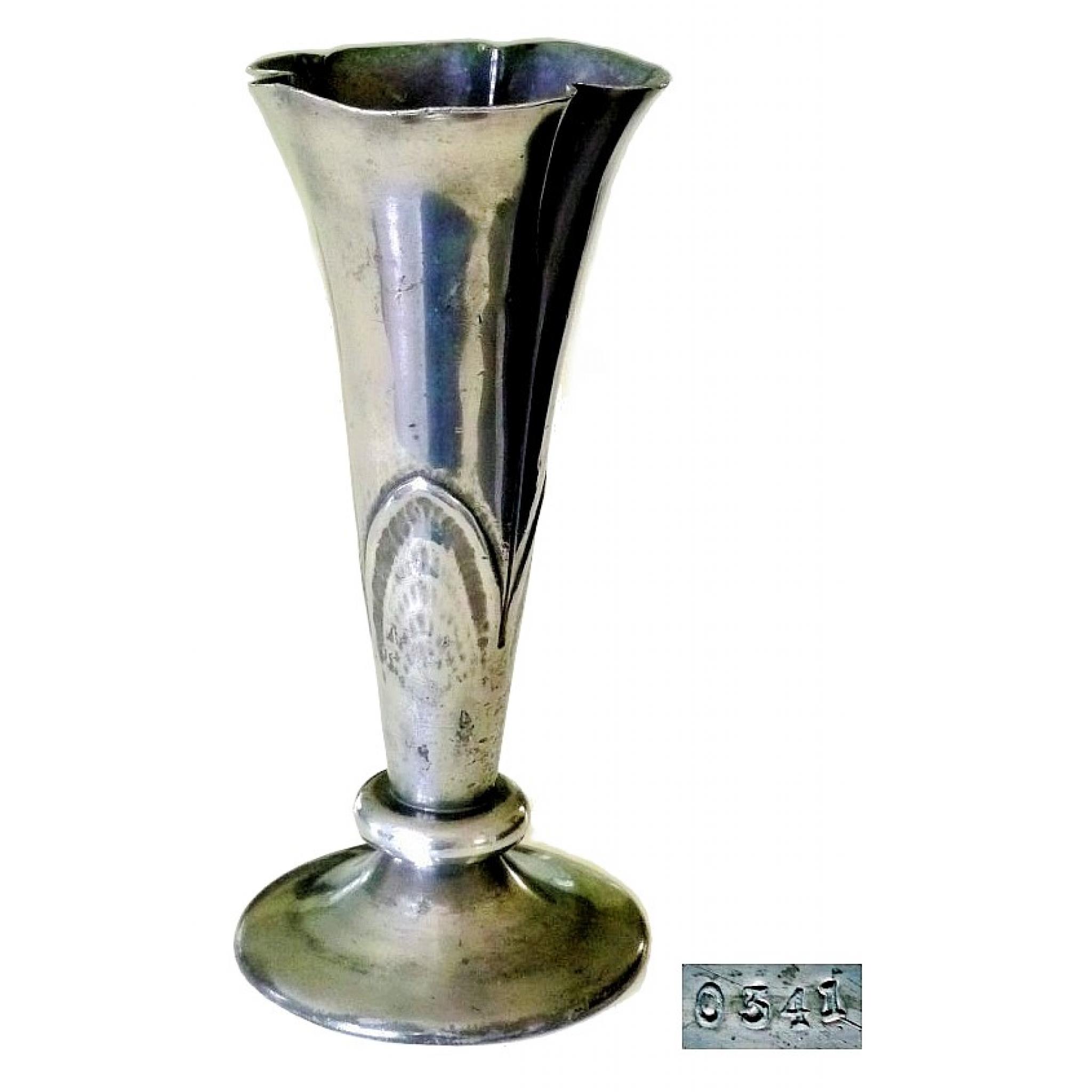 English Art Nouveau pewter flower vase c191020 pewtersellers