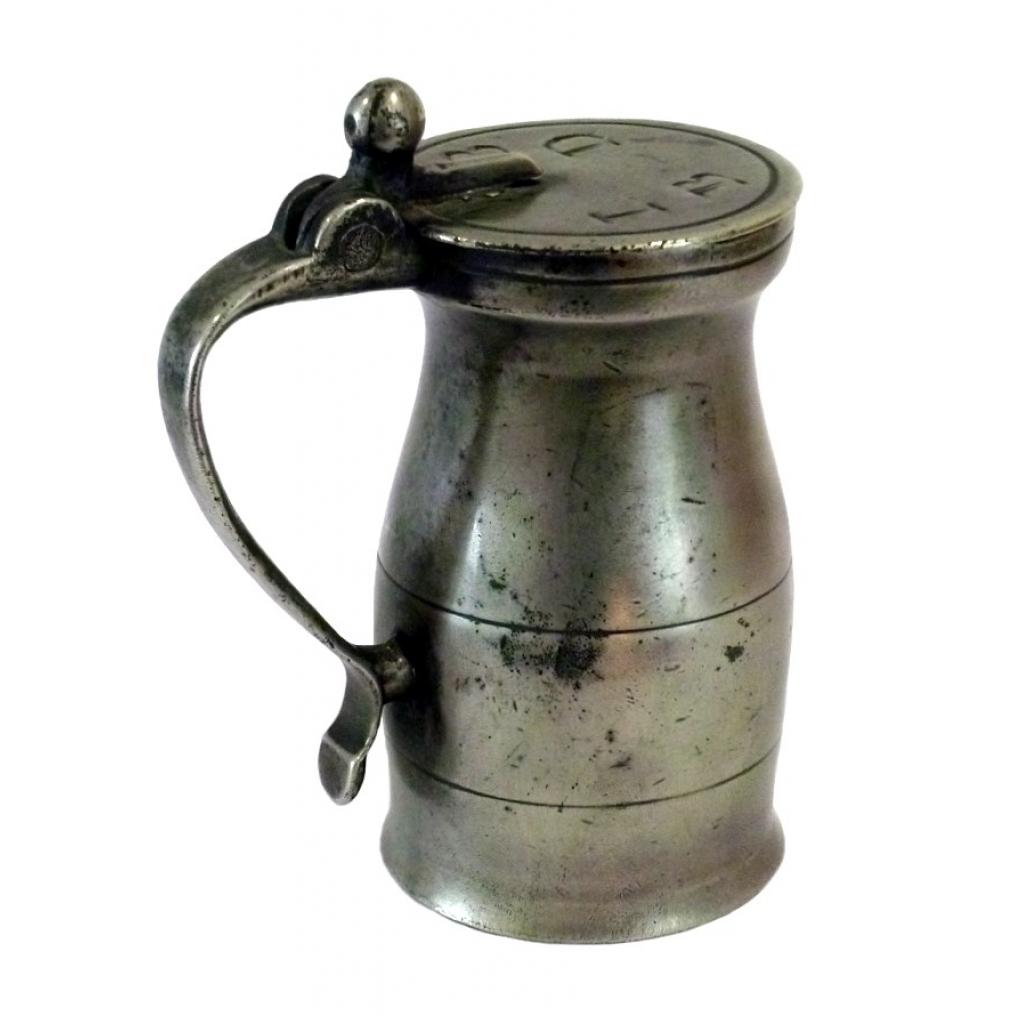 Very rare English pewter 'ball and bar' baluster measure c171040